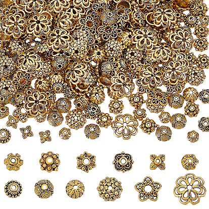 360 шт. 12 стили наборы колпачков для бусин из сплава, цветок