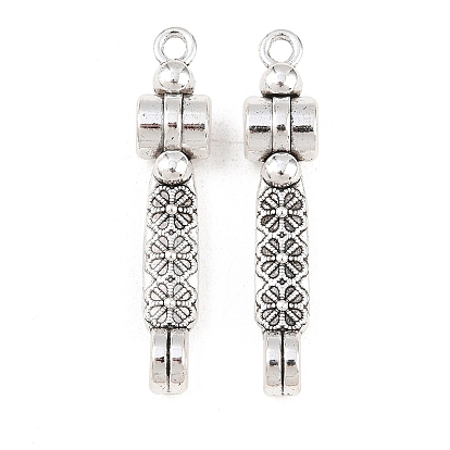 Подвески из сплава в тибетском стиле, прямоугольник с цветочными звеньями