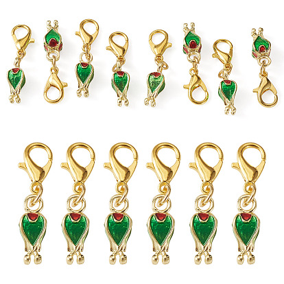 10 Décorations pendentif tulipe en alliage émaillé (pièces), avec fermoir pince de homard, or
