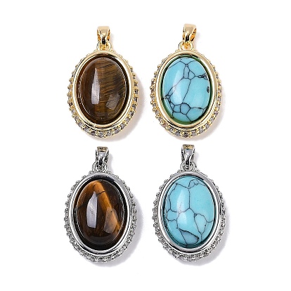 Латунь с подвесками из драгоценных камней, овальные