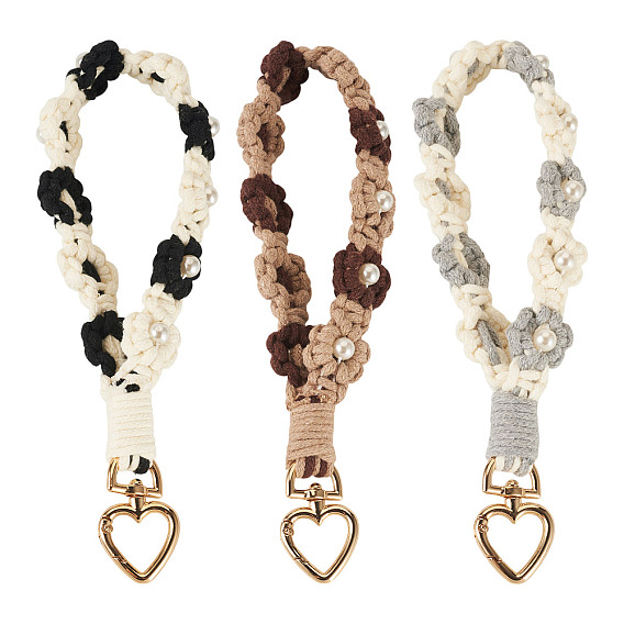 3 шт. хлопковые плетеные подвесные украшения в виде цветов, с сплава сердца застежками