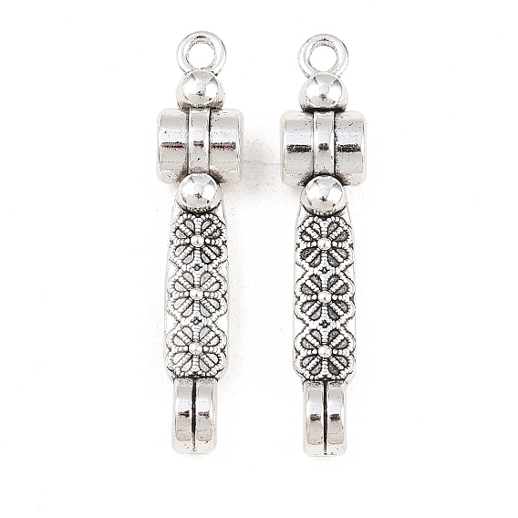 Подвески из сплава в тибетском стиле, прямоугольник с цветочными звеньями