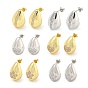Brass with Cubic Zirconia Stud Earrings, Teardrop