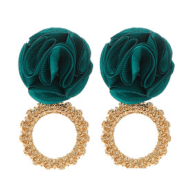 Boho Lace Flower Earrings with Multi-layer Chiffon, Trendy Ear Cuffs for Women