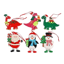 Christmas PVC Pendant Decorations, for Christmas Tree Hanging Ornaments, Santa Claus Snowman Penguin Dinosaur