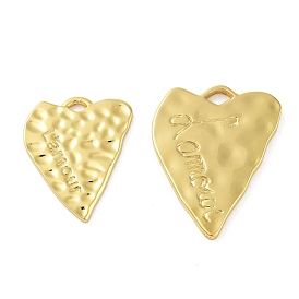 Ion Plating(IP) 304 Stainless Steel Pendants, Textured, Heart with Word Lamour Charm