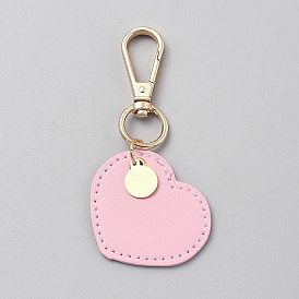 Кожа PU подвесные украшения, Сплав с застежками, Сердце & плоские круглые, золотой свет