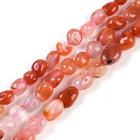 Natural Red Agate Beads Strands, Nuggets, Tumbled Stone