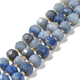 Natural Blue Aventurine Beads Strands, with Seed Beads, Faceted Rondelle