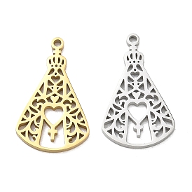 Pendentifs en acier inoxydable, nossa senhora aparecida avec breloques coeur et croix, découper