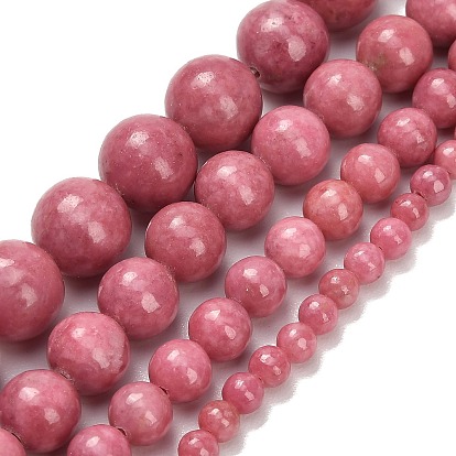 Природные родонит бисер нитей, круглые, класс А