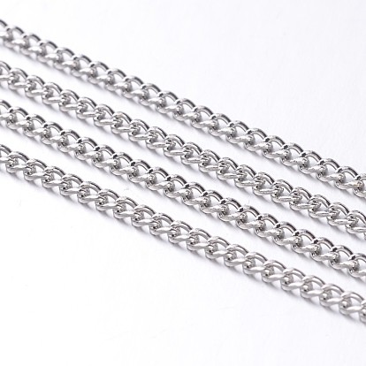 Iron Twisted Chains Curb Chains, Unwelded, Platinum, with Spool, Nickel Free