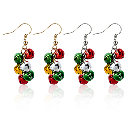 2пара 2 цветные серьги-подвески в виде рождественских колокольчиков из железа и латуни, платиной и золотом