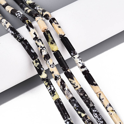 Бусы из натуральной желтой бирюзы (яшмы), колонка