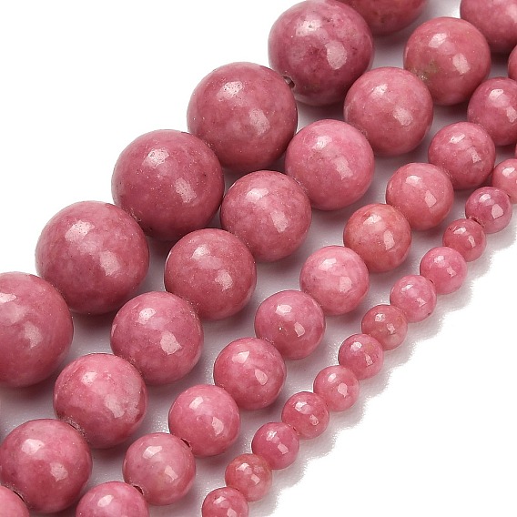 Природные родонит бисер нитей, круглые, класс А