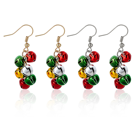 2пара 2 цветные серьги-подвески в виде рождественских колокольчиков из железа и латуни, платиной и золотом