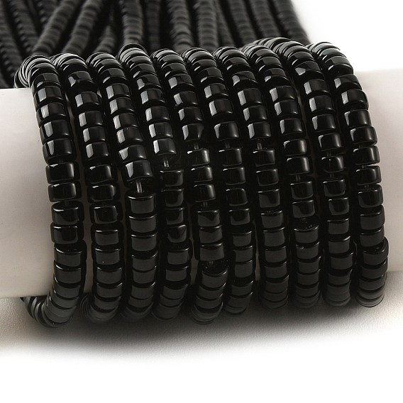 Cuentas de obsidiana naturales hebras, disco, perlas heishi
