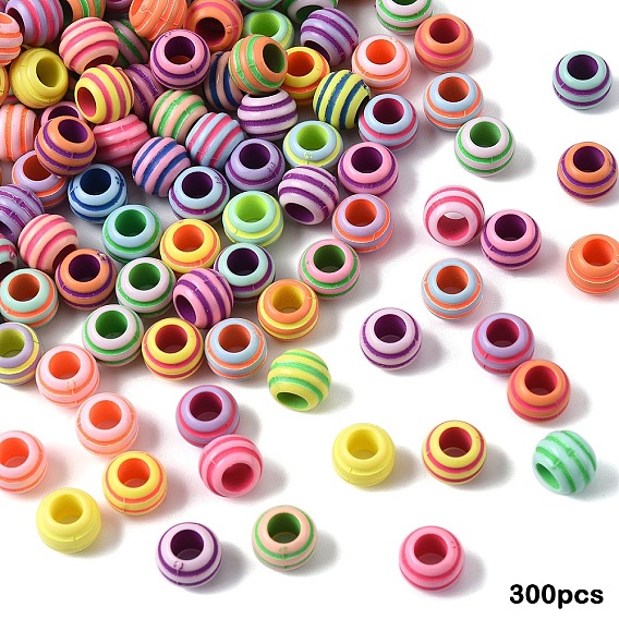 300шт. бусины из европейских бусин, окрашенные акриловой краской из баллончика, бусины с большим отверстием, рондель с полосой