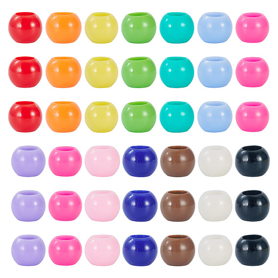 200шт непрозрачные акриловые европейские бусины, бусины с большим отверстием, круглые