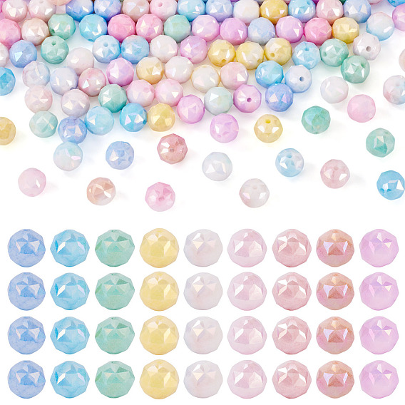135шт. 9 цвета гальванизированные стеклянные бусины, устойчивые к потускнению, нити, имитация драгоценных камней, круглые, с покрытием AB цвета, граненые, два тона