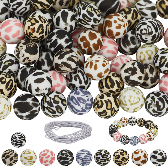 100 шт 10 цвета силиконовые бусины, изготовление ожерелий diy, круглые, с круглым эластичным шнуром длиной 2м