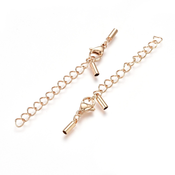 304 Stainless Steel Chain Extender, with Cord Ends and Lobster Claw Clasps, Long-Lasting Plated