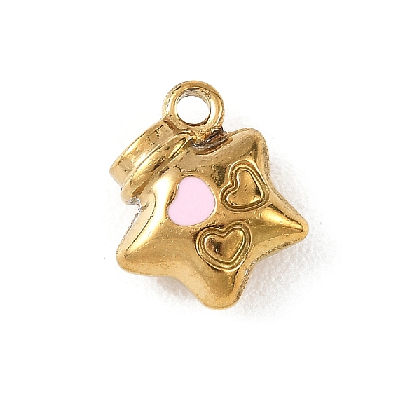 304 acier inoxydable émail pendentifs, Breloques de bouteille Star Drift, or
