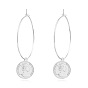 Retro Statement Round Earrings with Coin Pendant for Women