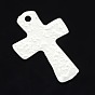 Hammered Cross Alloy Pendants, Matte Color, 46x31x1mm, Hole: 3mm