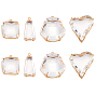 8шт 4 стиль прозрачные стеклянные подвески, с легкими золотыми тонами латуни, долговечный, граненые, Подвески в форме сердца, прямоугольника, трапеции и ракушки.