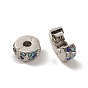 Alloy European Clasps, with Colorful Rhinestone, Flat Round