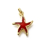 Латунь эмаль подвески, с целью перехода в кольце, без кадмия и без свинца, долговечный, очарование морской звезды, стойки покрытие, реальный 18 k позолоченный