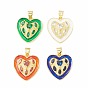 Стойка металлическая латунная микропрофилированная кубическая циркония подвески, с эмалью, долговечный, реальный 18 k позолоченный, без кадмия и без свинца, сердце