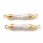 Baroque Natural Keshi Pearl Connector Charms, Column Links, with Brass Double Loops