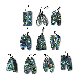 2Pcs Natural Abalone Shell/Paua Shell Pendants, Geometric Charms