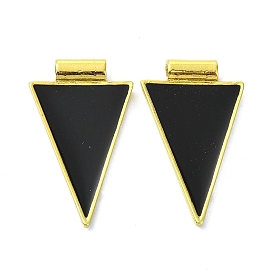Brass Enamel Pendants, Triangle Charm, Golden