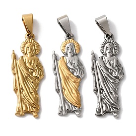 PVD Vacuum Plating 304 Stainless Steel Pendants, Saint Jude Charms, Religion