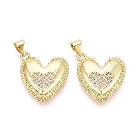 Подвески из латуни с микро-паве ко Дню святого Валентина, прозрачные циркониевые подвески, сердце прелести