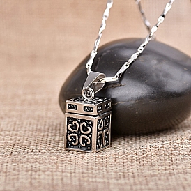 Titanium Steel Urn Ashes Necklaces Necklace, Memorial Magnetic Openable Pendant Necklace