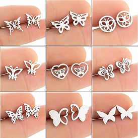 Butterfly Stud Earrings - Stainless Steel, Minimalist, Artistic Ear Jewelry.