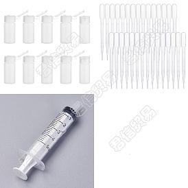 10Stück PE-Kunststoff, leer, nachfüllbar, mit Klappverschluss, mit 2 Stück Einweg-Plastiktropfer und 2 Stück Handdruck-Klebstoffabgabespritze mit Schraube (ohne Nadel)