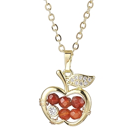 Ожерелья с подвесками из яблочной латуни с микропаве и фианитами из натурального агата (окрашенные), ожерелья из латуни для женщин