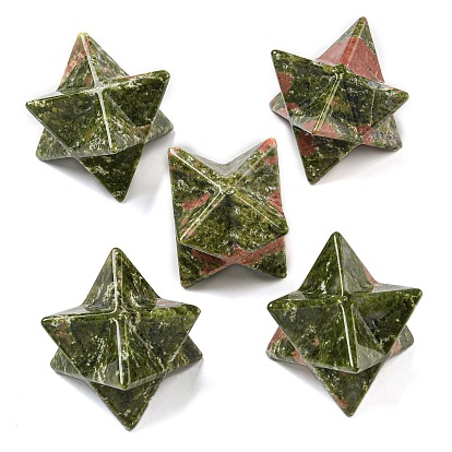 Natural Unakite Beads, No Hole/Undrilled, Merkaba Star