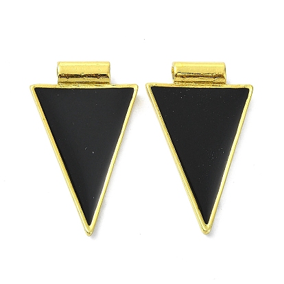 Brass Enamel Pendants, Cadmium Free & Lead Free, Triangle Charm, Real 18K Gold Plated