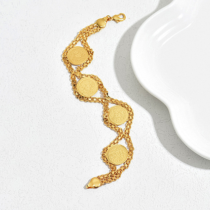 Модные латунные двухслойные женские браслеты-монеты