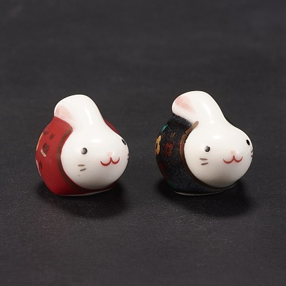 Handmade Porcelain Beads, Famille Rose Porcelain, Rabbit