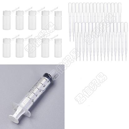 10Stück PE-Kunststoff, leer, nachfüllbar, mit Klappverschluss, mit 2 Stück Einweg-Plastiktropfer und 2 Stück Handdruck-Klebstoffabgabespritze mit Schraube (ohne Nadel)