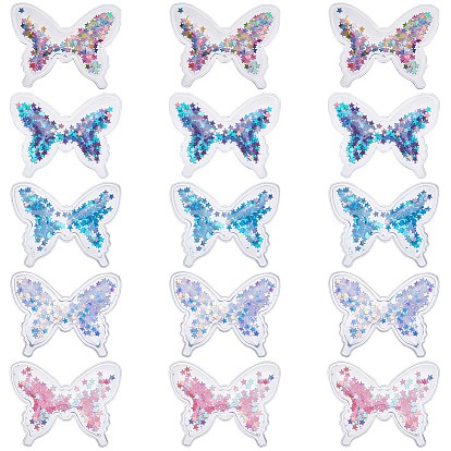 40шт 5 цвета ПВХ украшения аксессуары, со звездчатыми блестками, бабочка