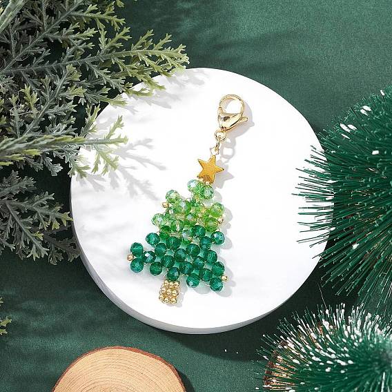 Подвеска на елку из стеклянных бусинок ручной работы, 304 подвески-застежки-лобстеры из нержавеющей стали для украшений сумок