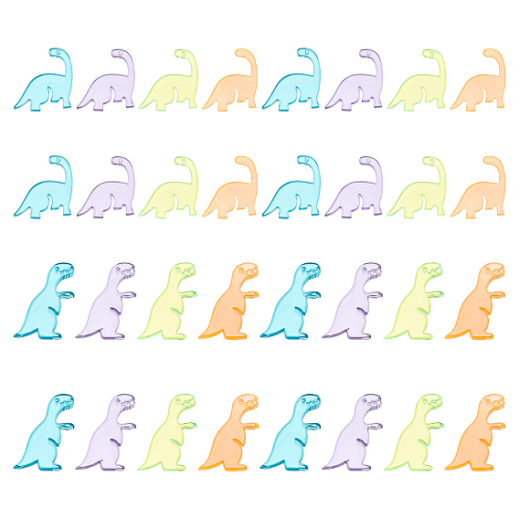 32Pcs 2 Style Transparent Acrylic Pendants, Dinosaur